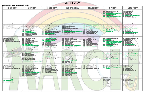 View March's activities calendar